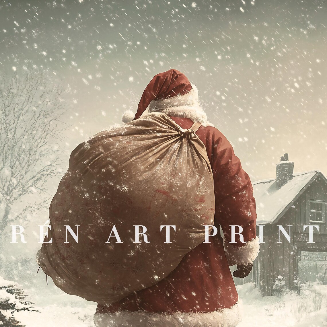 Antique Santa Painting Christmas Art Print - Image 3
