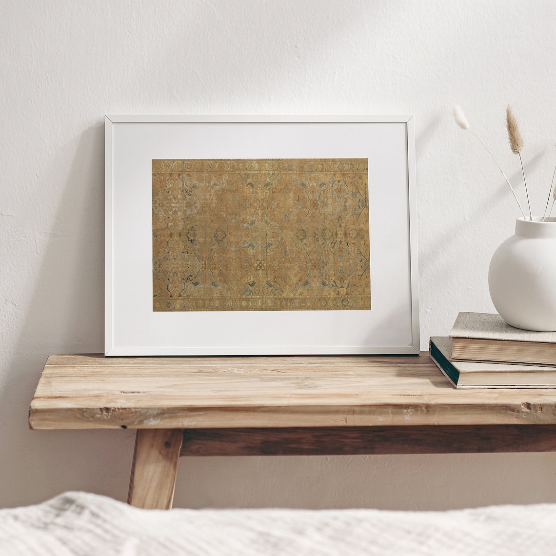 Vintage Textile Rug Pattern Art Print, Farmhouse Decor - Image 2