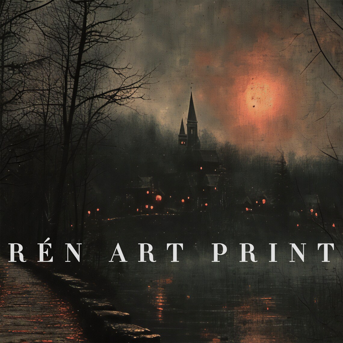 Moody Landscape Painting Art Print, Rustic Autumn - Image 3