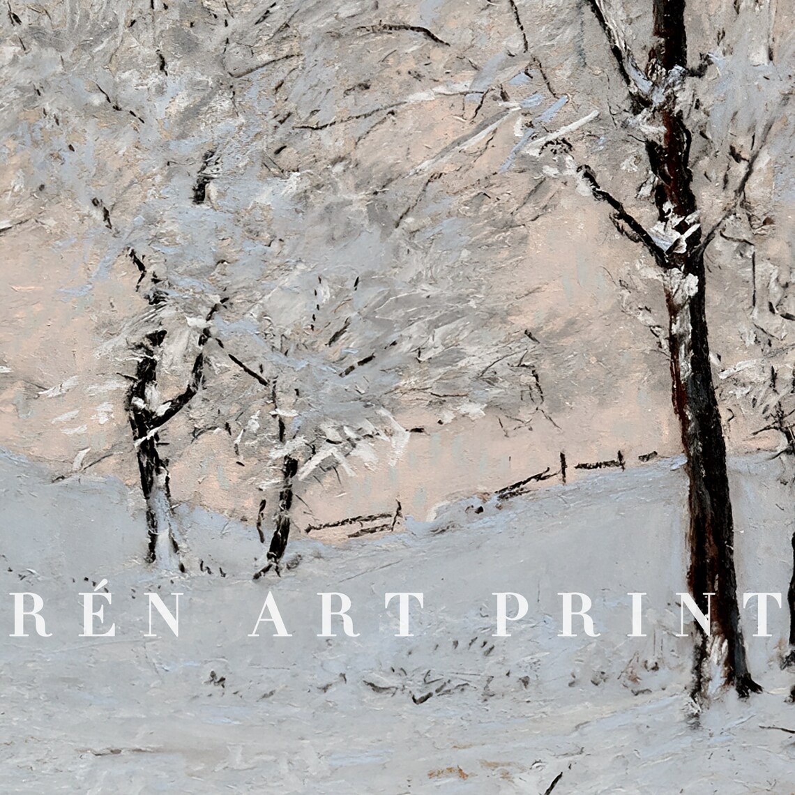 Vintage Winter Landscape Art Print, Farmhouse Christmas - Image 3