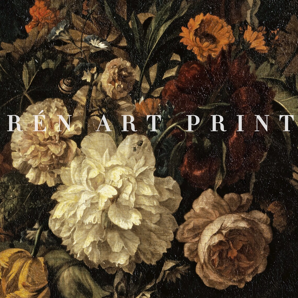 Dark Floral Painting Art, Vintage Moody Print - Image 2