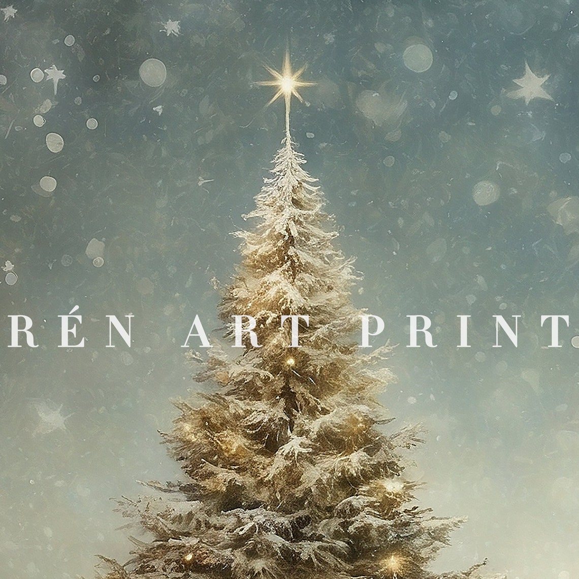 Starlit Christmas Tree Glowing Snowy Forest Night Holiday Scene Poster - Image 3