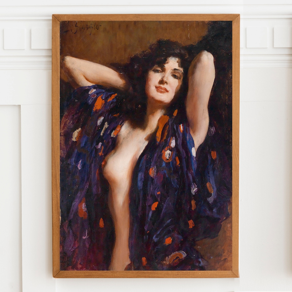 Vintage Woman Portrait Painting, Victorian Nude Art Print - Image 2