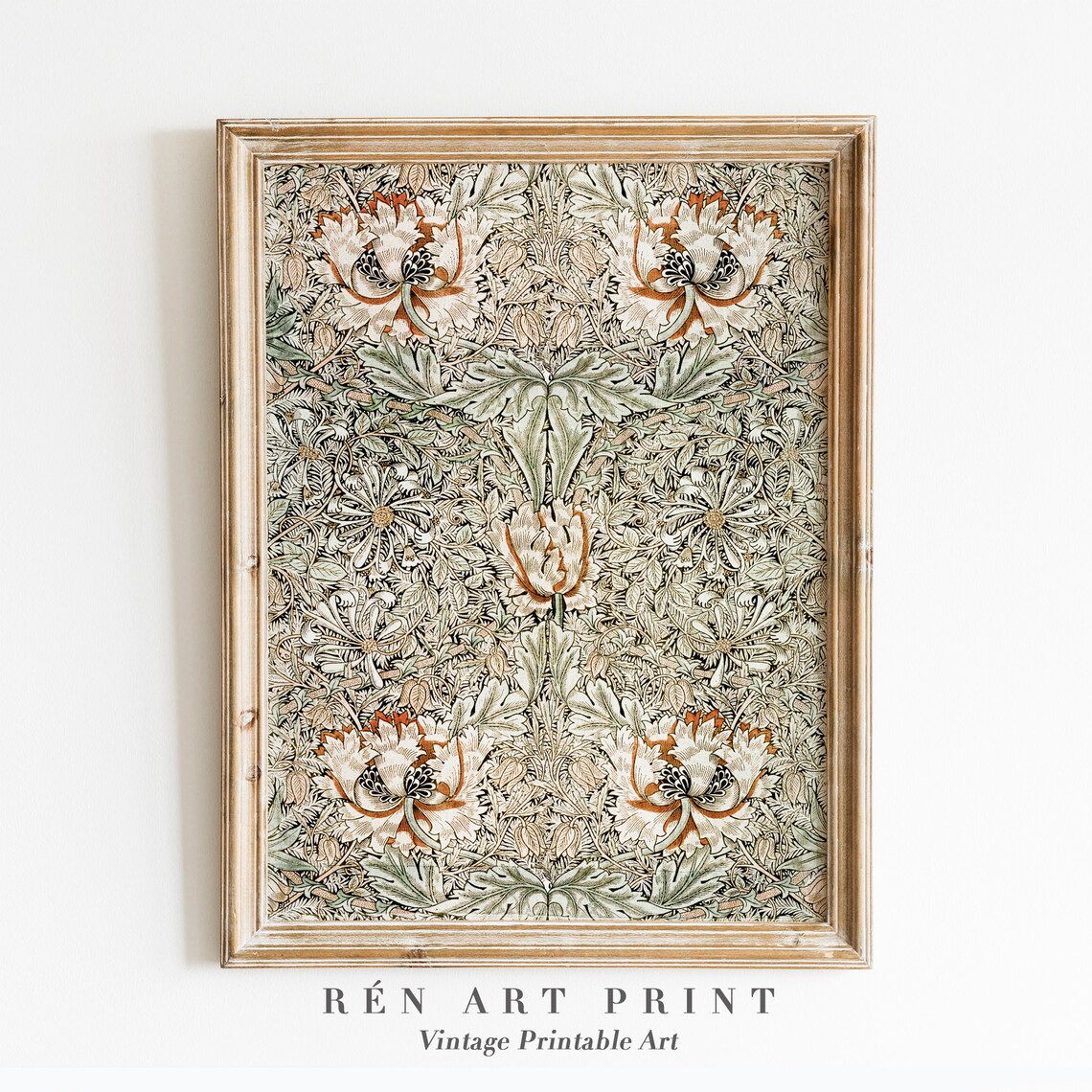 William Morris Textile Floral Art Print, Modern Farmhouse
