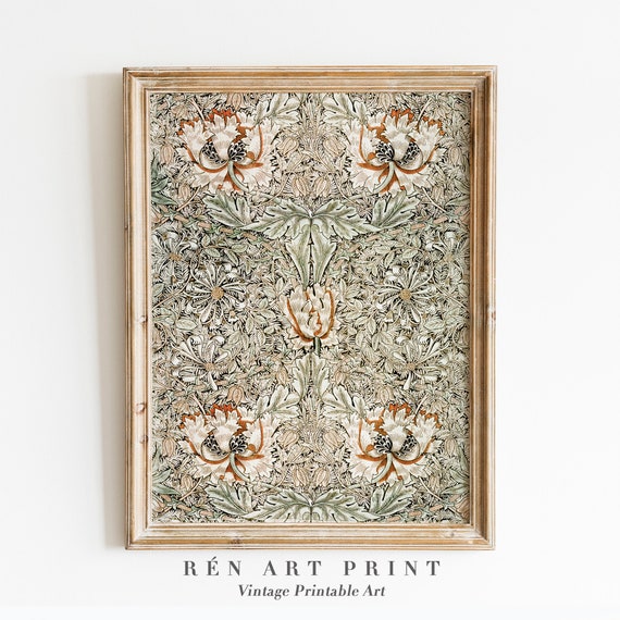 William Morris Textile Floral Art Print, Modern Farmhouse