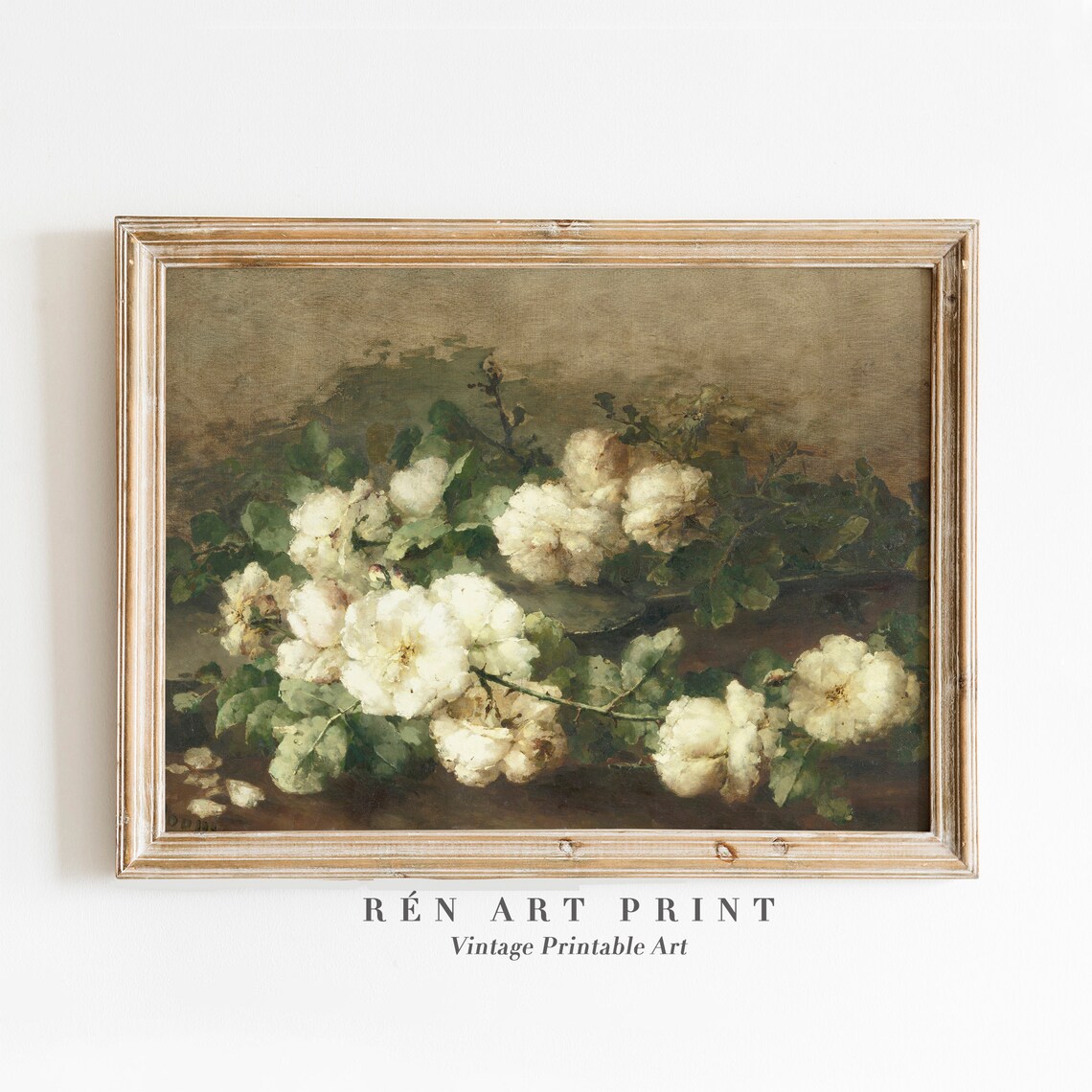 Antique Flower Painting, Vintage Floral Art Print