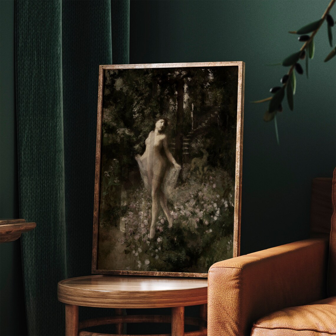 Vintage Woman Painting Art Print, Dark Academia Decor - Image 3