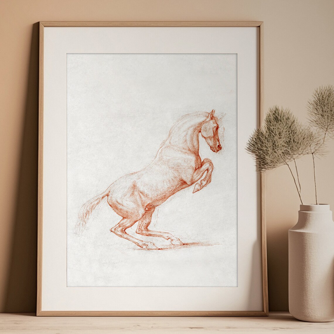 Vintage Horse Sketch Print, Antique Farmhouse Neutral Decor - Image 3