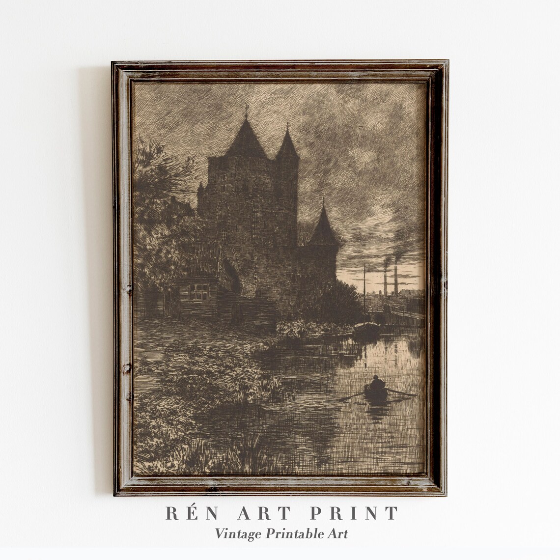 Moody Landscape Painting, Vintage Gothic Art Print