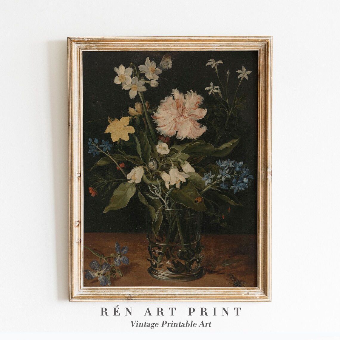 Moody Floral Vintage Flower Painting Art Print