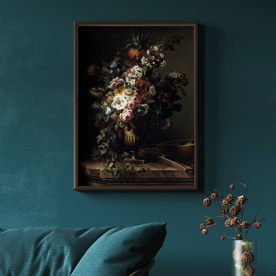 Dark Flower Painting, Vintage Botanical Art Print - Image 2