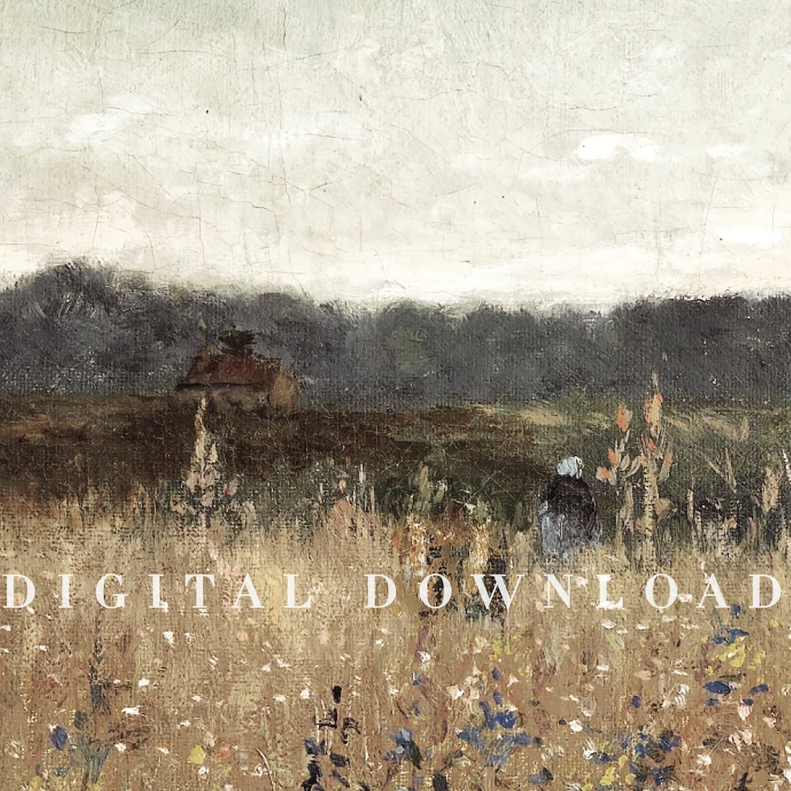 Antique Spring French Country Floral Landscape Print - Image 2