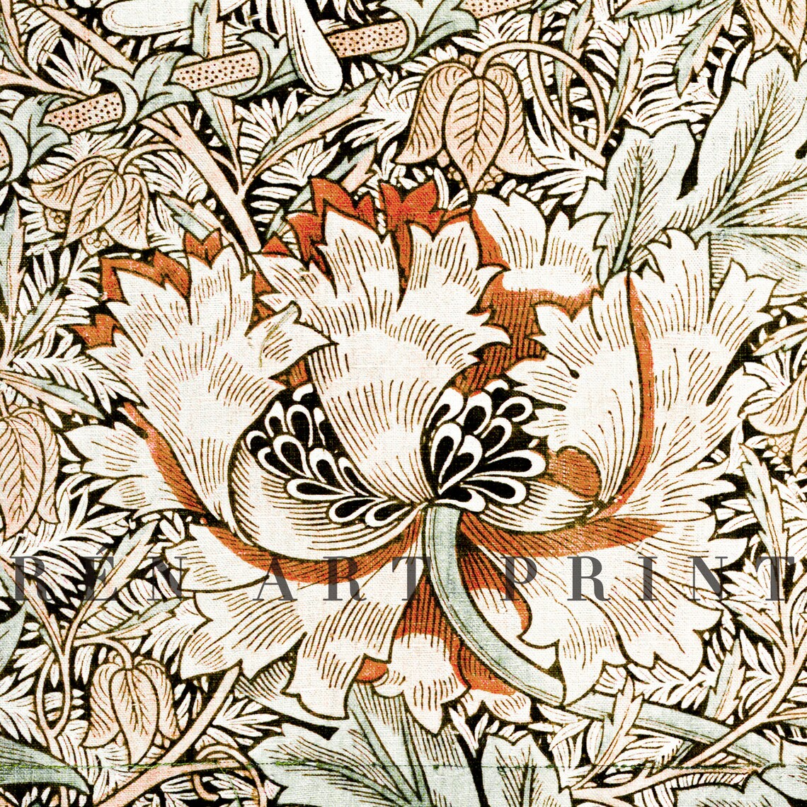 William Morris Textile Floral Art Print, Modern Farmhouse - Image 3