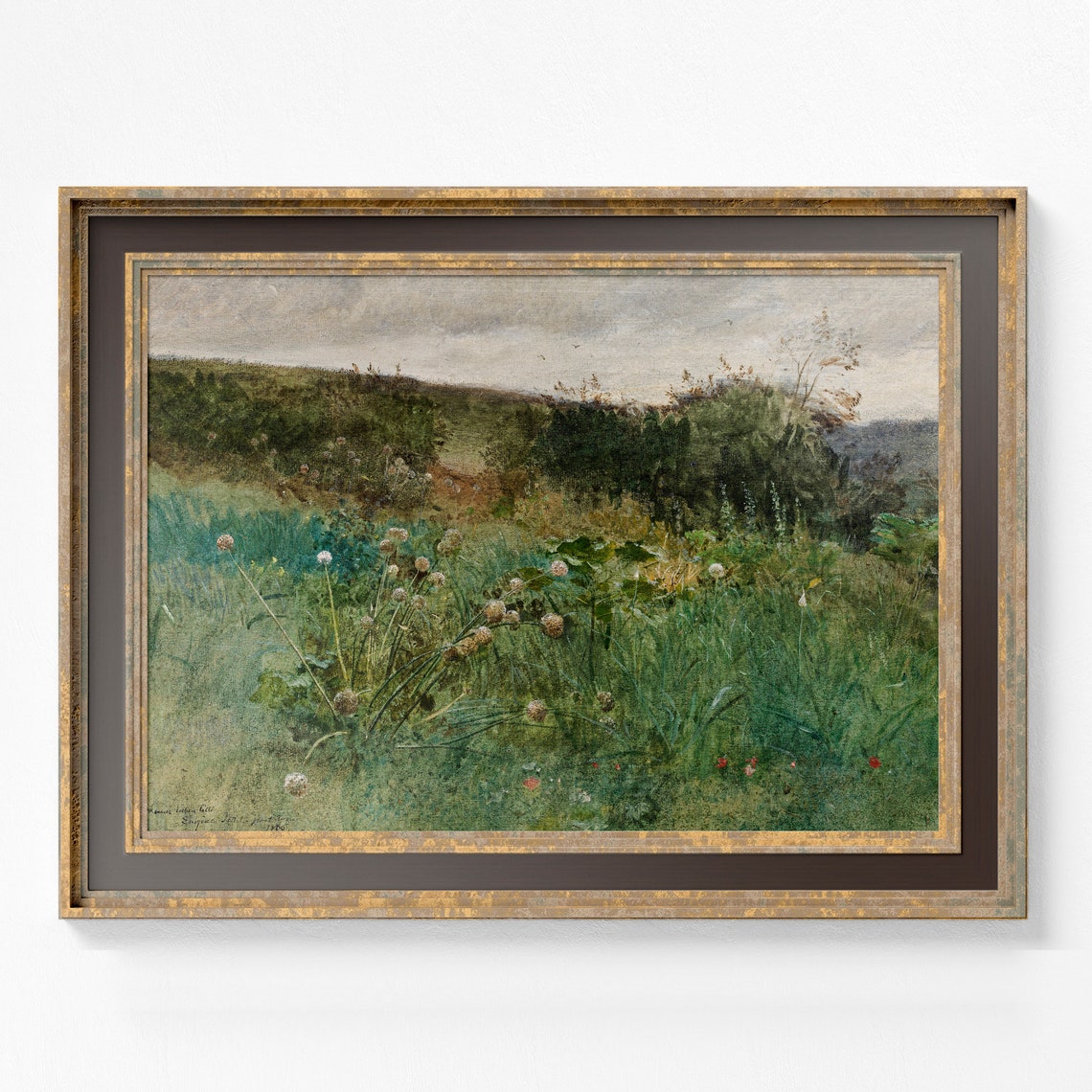 Wildflower Field Vintage Spring Meadow Green Hills Floral Poster - Image 3