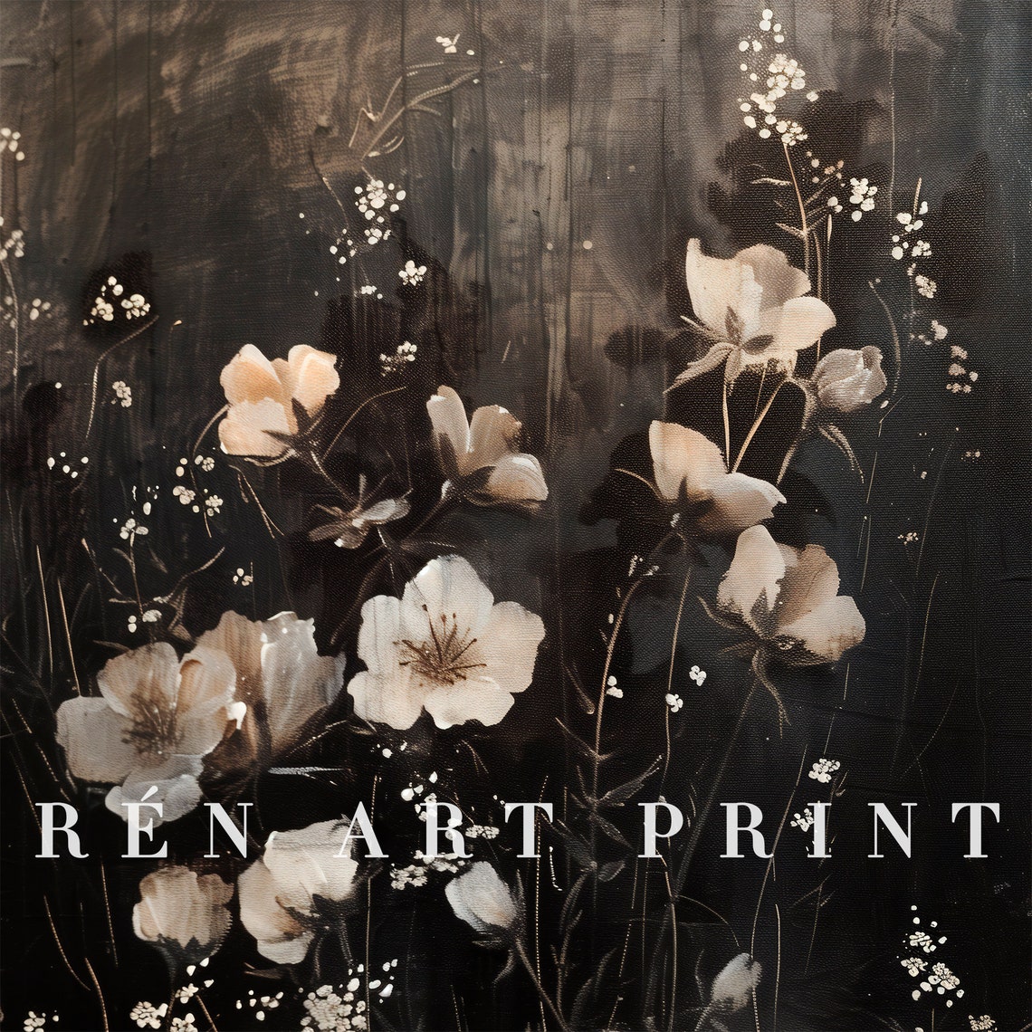 Dark Flower Painting Vintage Daisies Art Moody Floral Art Print Antique Blossom Flower Painting Dark Academia Decor - Image 3