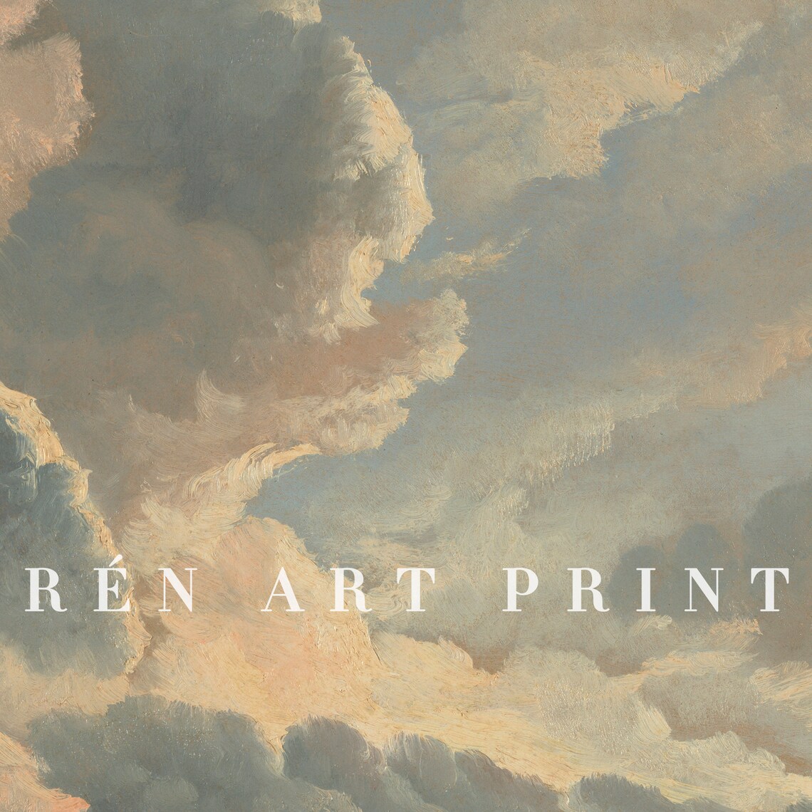 Clouds Painting Vintage Neutral Landscape Art Print - Image 3