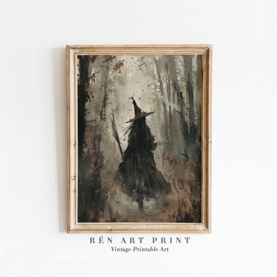 Vintage Witchy Print, Dark Gothic Halloween Art