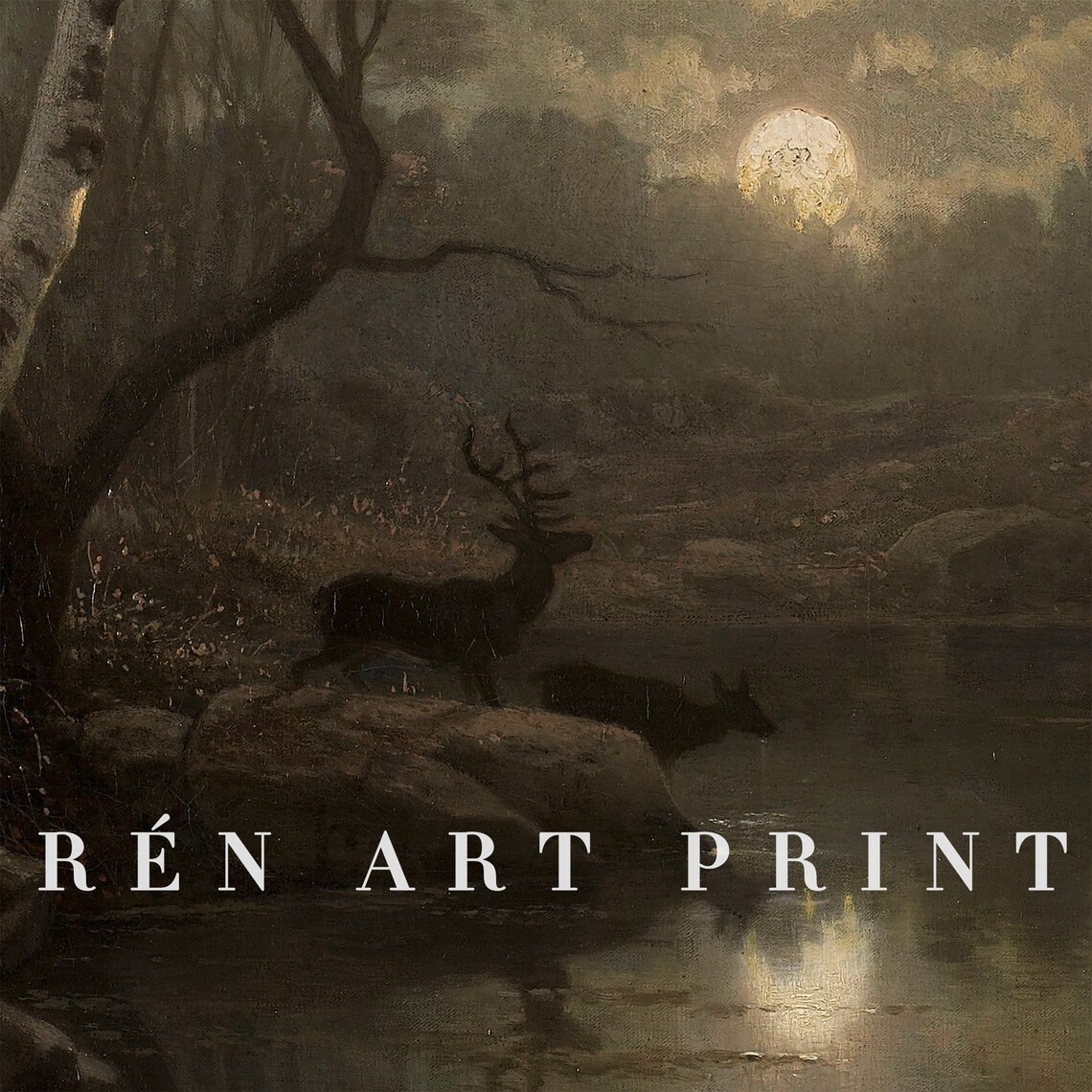 Moody Landscape Painting Vintage Dark Academia Art Print - Image 3