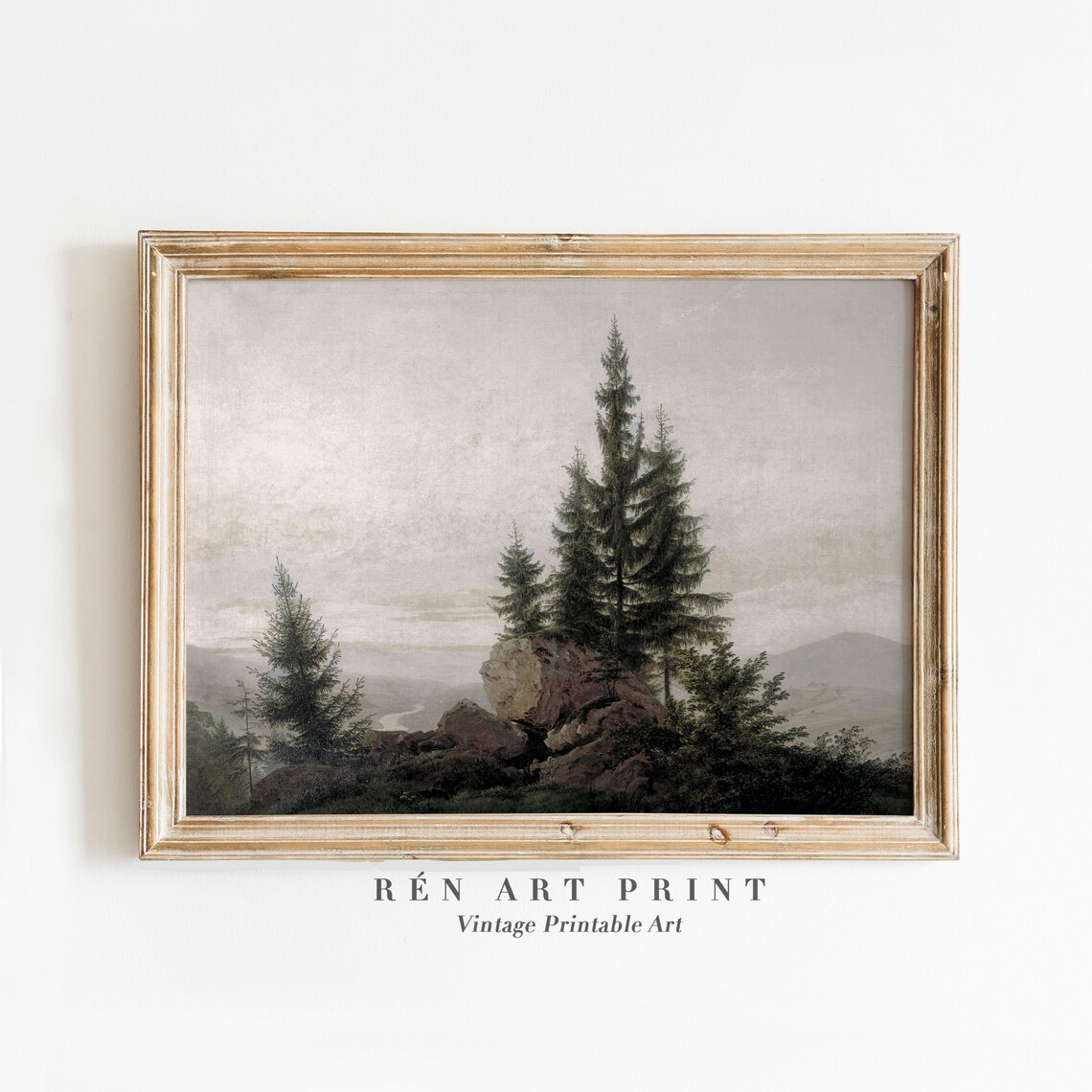 Vintage Pine Tree Painting Christmas Holiday Print