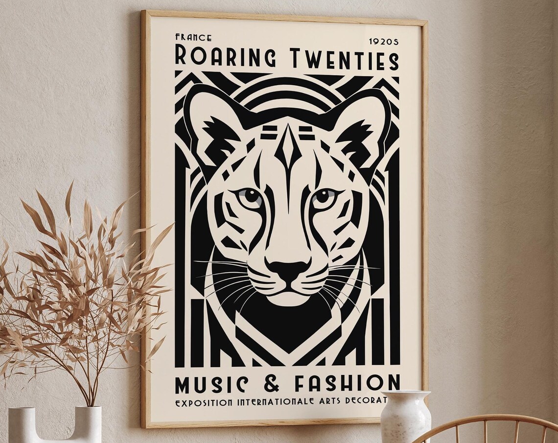Roaring Twenties France 1920s Tiger Music Fashion Expo Poster - Image 6