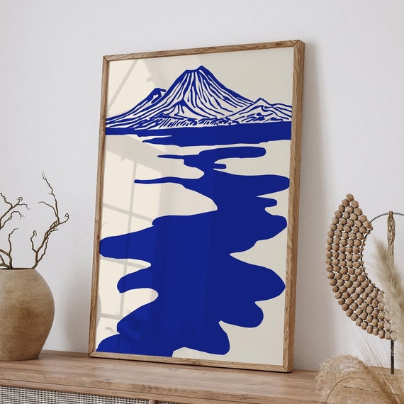 Mountain Landscape Art Print In Blue Modern Wall Art Decor Abstract Nature Poster Contemporary Wall Print Nordic Wall Art Scenic Poster