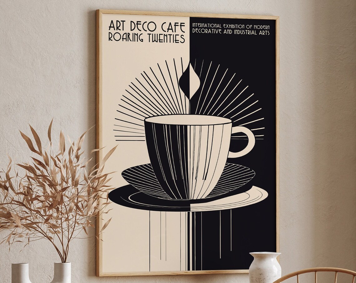 Art Deco Cafe Coffee Cup Roaring Twenties Vintage Kitchen Poster