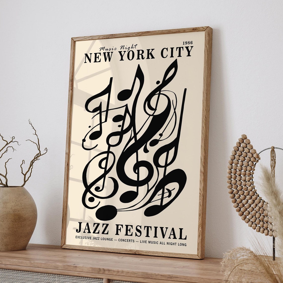 New York City Jazz Festival Poster Exclusive Music Night Artwork Piano Illustration Retro Nyc Live Music Decor Nyc Poster Airbnb Decor