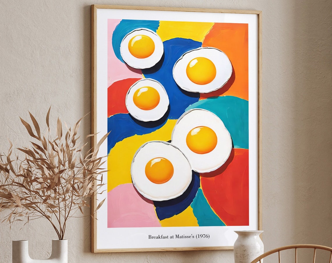 Breakfast at Matisses 1976 Sunny Fried Eggs Colorful Art Print - Image 6