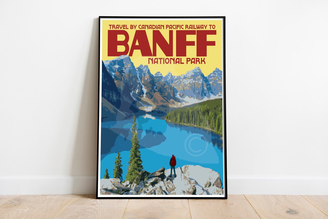 Banff National Park Vintage Travel Poster, Canada Art Print