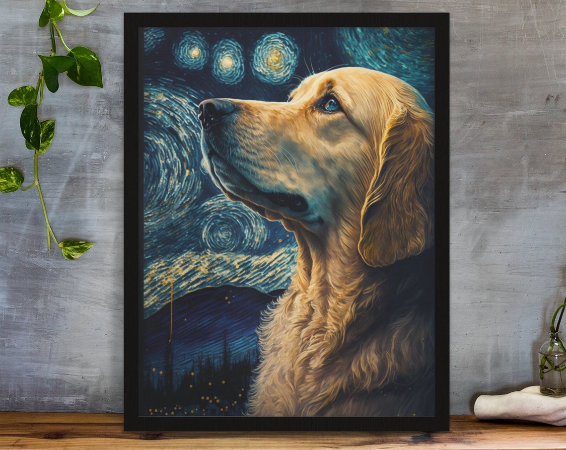 Golden Retreiver Dog Painting Art Print Golden Retreiver Wall Art Poster Original Oil Painting Artwork Print By Artist
