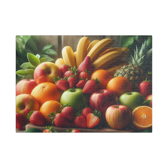 Fruit Still Life Satin Wall Art Colorful Home Decor Kitchen Wall Hanging Gift For Fruit Lovers Vibrant Artwork