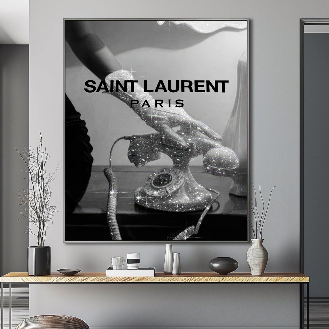 Saint Laurent Paris Glitter Rotary Phone Fashion Photo Poster - Image 5