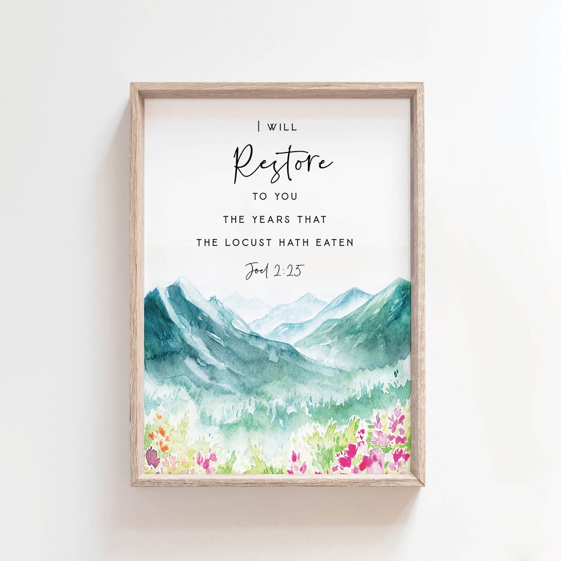 Joel 2:25 Watercolor Bible Verse Scripture Art Print - Image 2
