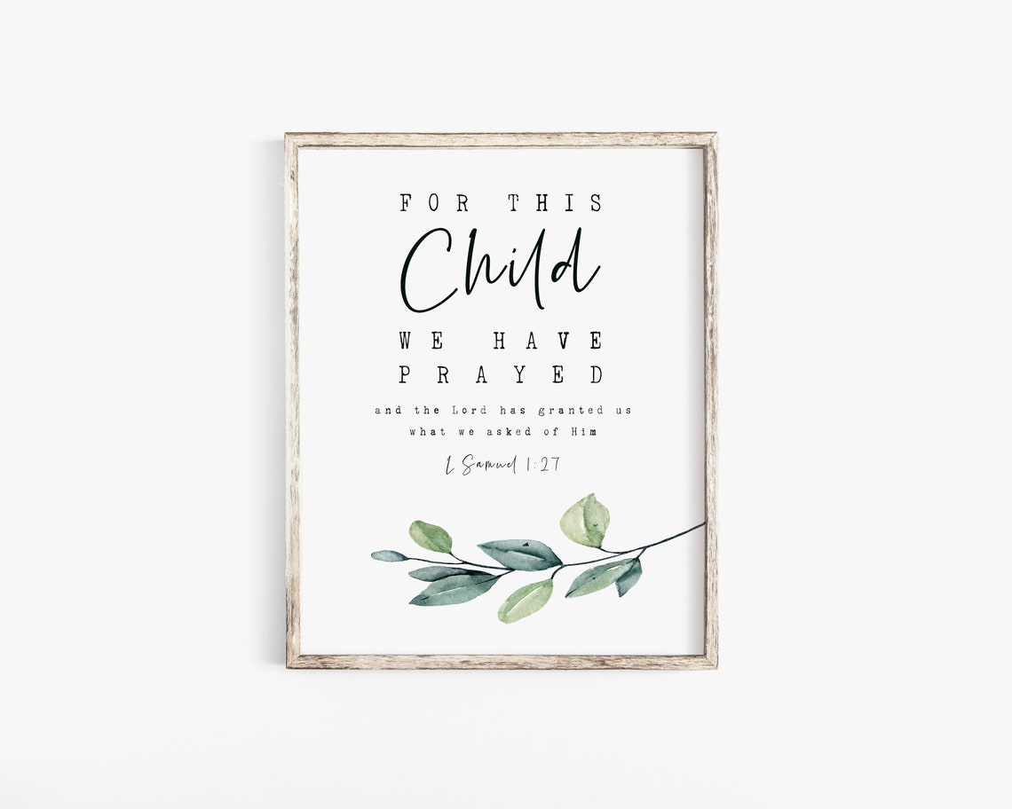 For This Child We Have Prayed Bible Verse Art Print - Image 2