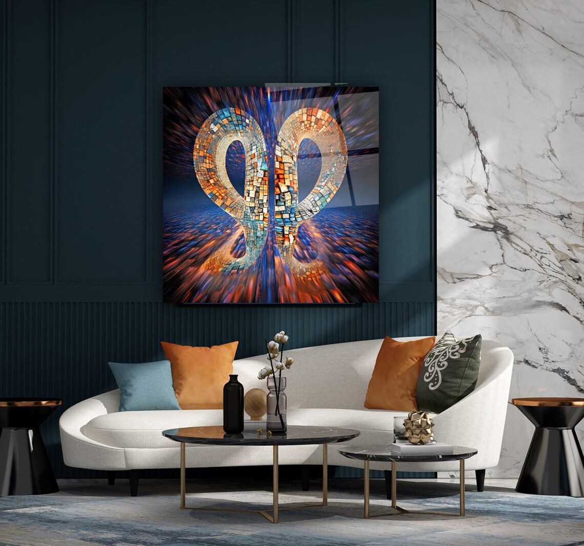 Abstract Infinity Loop Wall Art Tempered Glass Print Modern Abstract Wall Decor Luxury Glass Wall Art For Home And Office