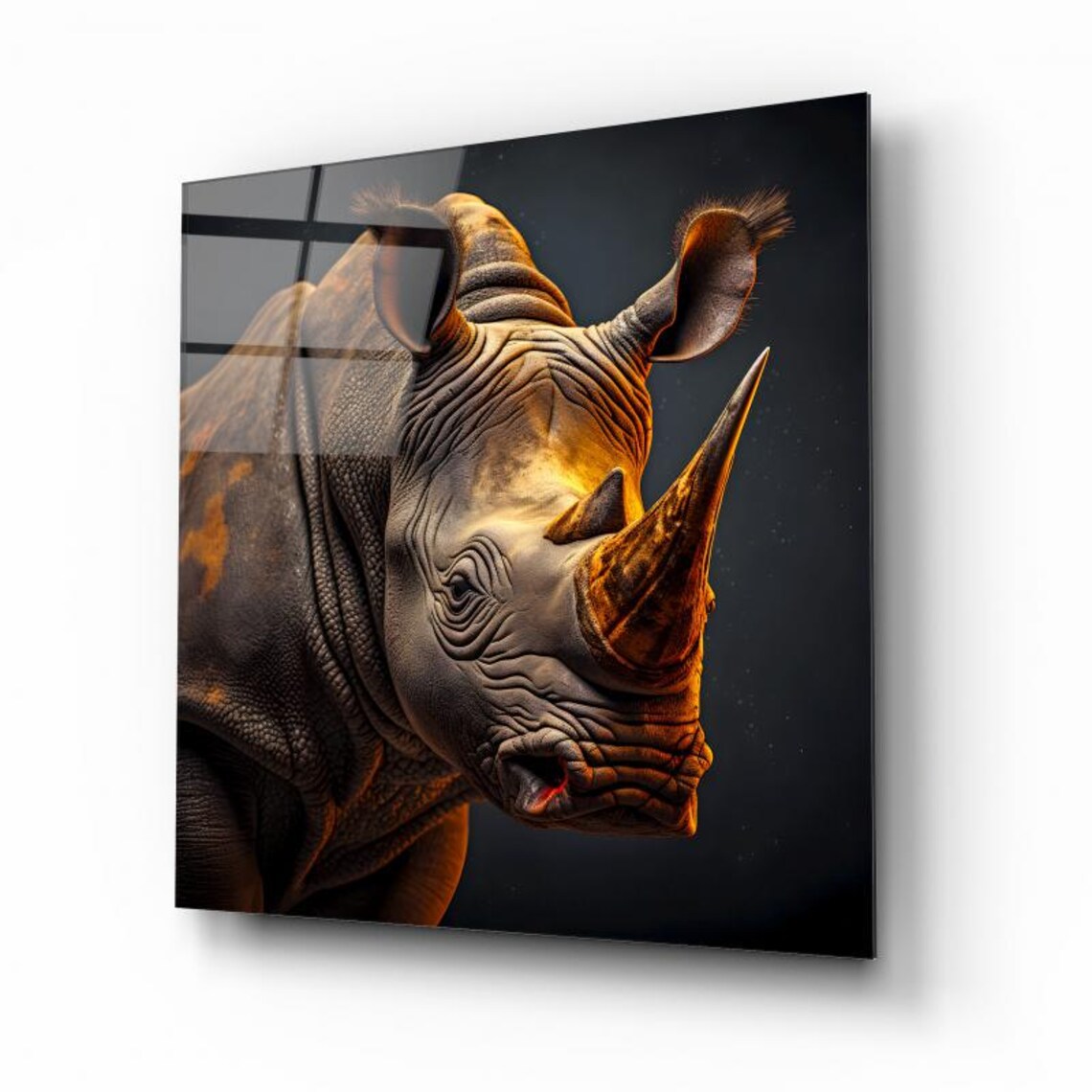 Majestic Rhino Portrait Wall Art Tempered Glass Print Modern Animal Wall Decor Luxury Glass Wall Art For Home And Office - Image 3