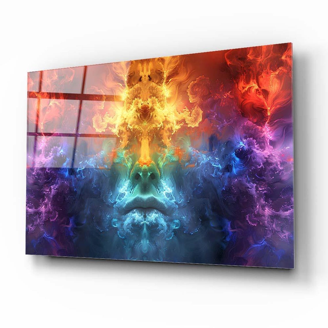 Rainbow Smoke Abstract Face Colorful Modern Psychedelic Art Poster - Image 2