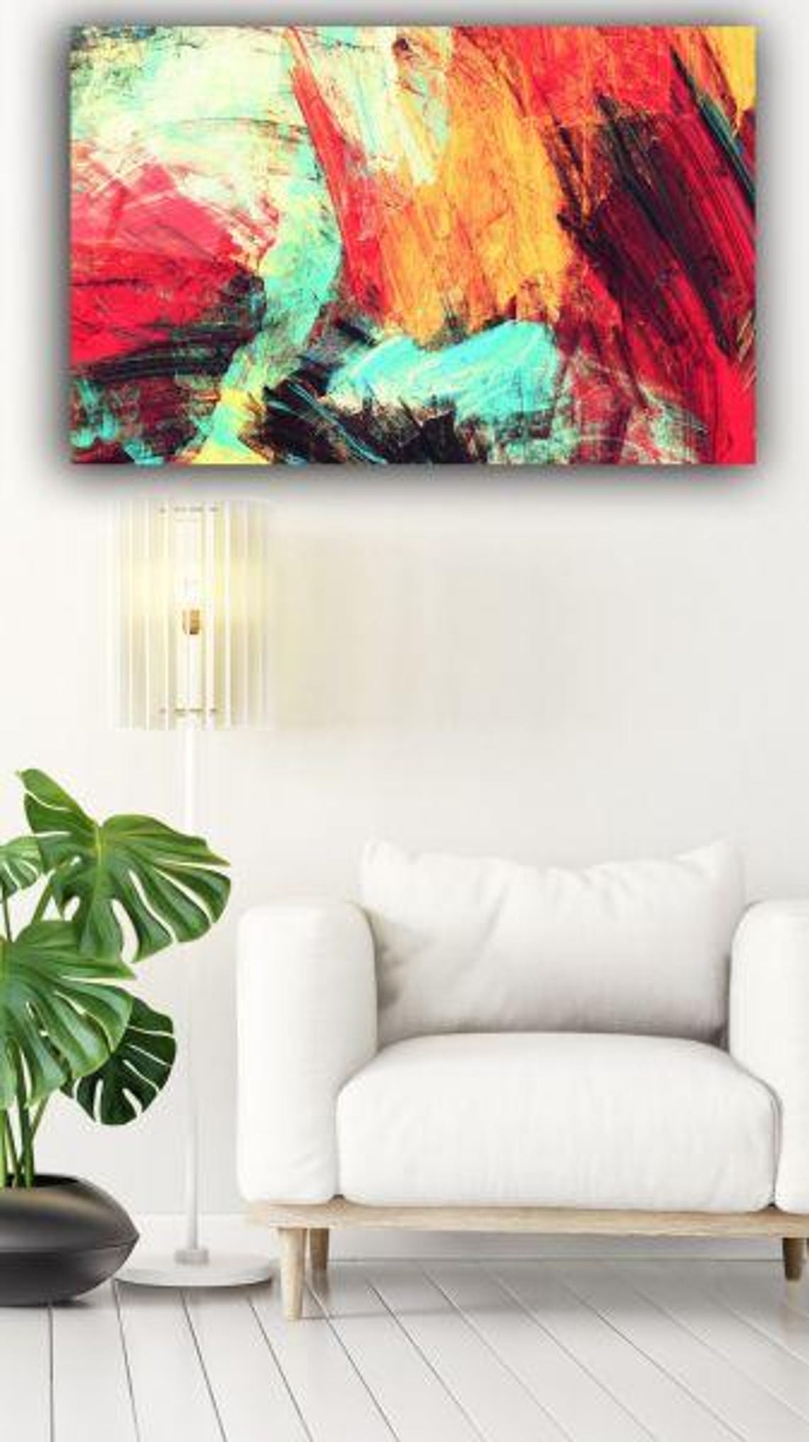 Dynamic Abstract Expression Tempered Glass Wall Art Modern Home Decor Bold Colorful Brush Strokes Artistic Wall Decor - Image 3