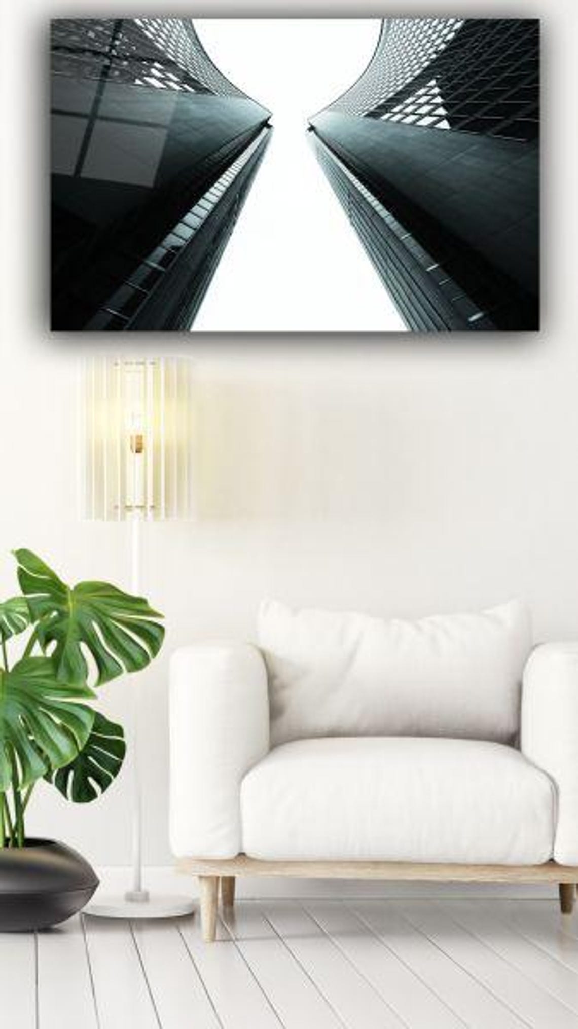 Skyscrapers From Below In Black And White Urban Cityscape Poster - Image 3