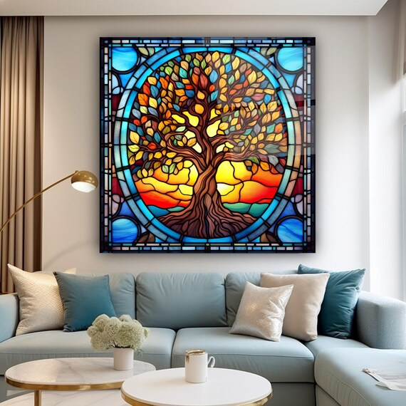 Elegant Tree Of Life Wall Art Tempered Glass Print Modern Nature Wall Decor Luxury Glass Wall Art For Home And Office