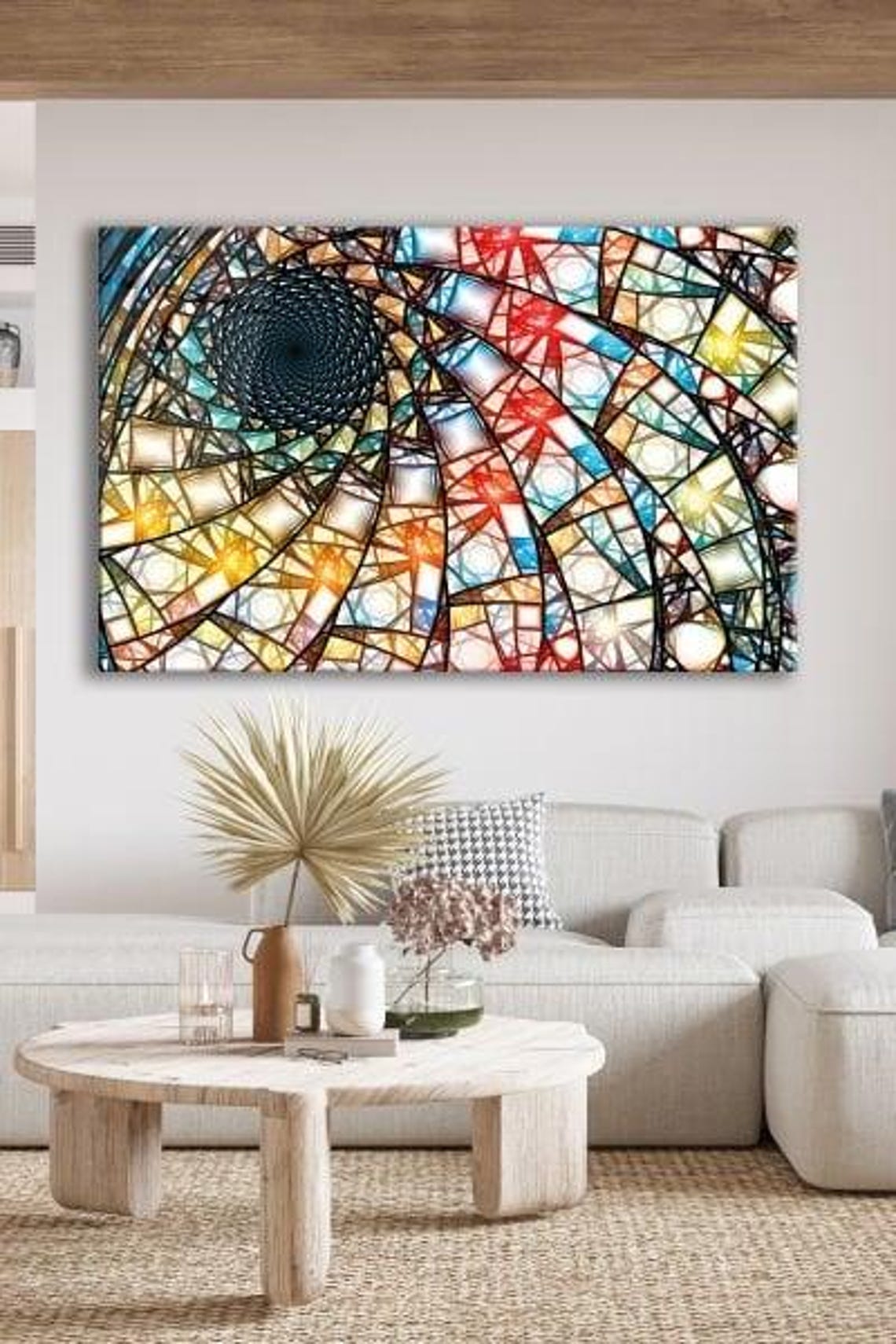 Vibrant Geometric Spectrum Tempered Glass Wall Art Modern Abstract Design Kaleidoscopic Home Decor Artistic Wall Accent - Image 2