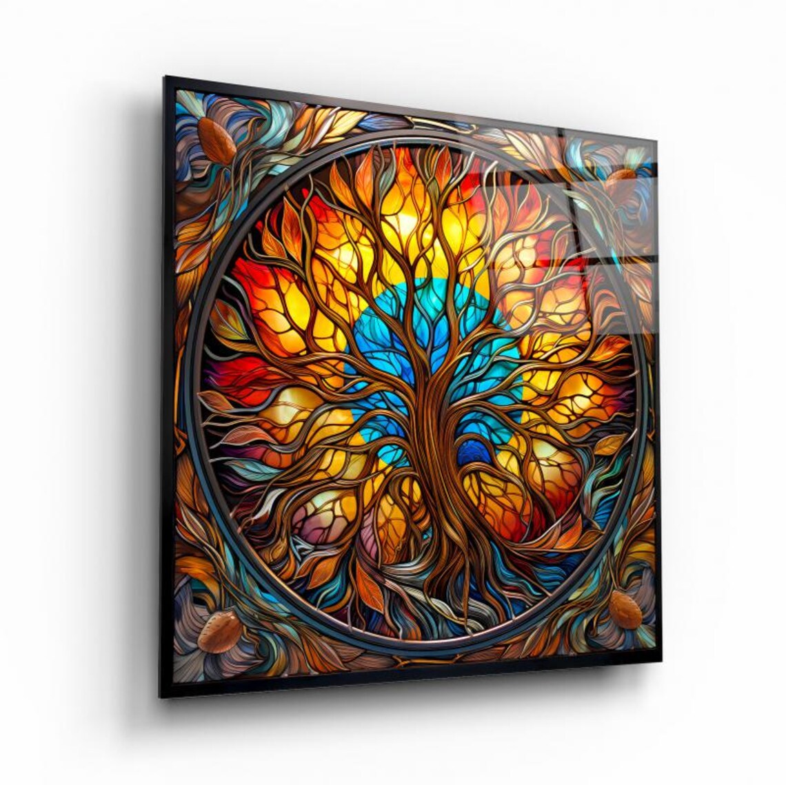 Radiant Tree Of Life Wall Art Tempered Glass Print Modern Nature Wall Decor Luxury Glass Wall Art For Home And Office - Image 2