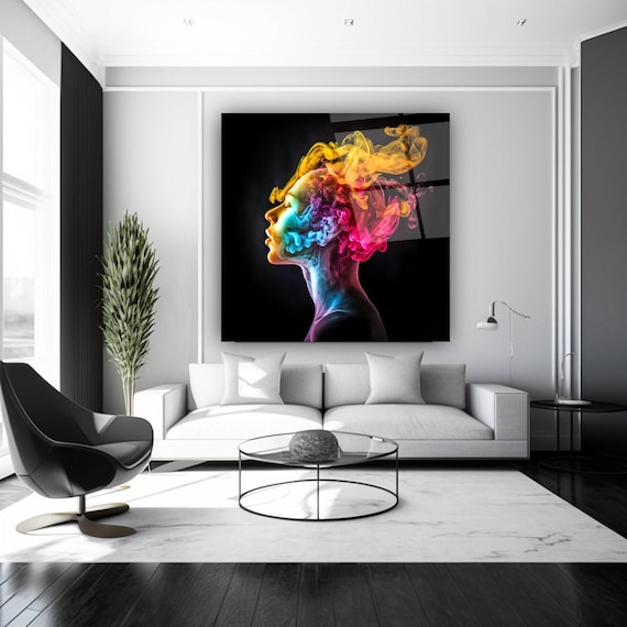 Elegant Abstract Portrait Wall Art Tempered Glass Print Modern Colorful Wall Decor Luxury Glass Wall Art For Home And Office