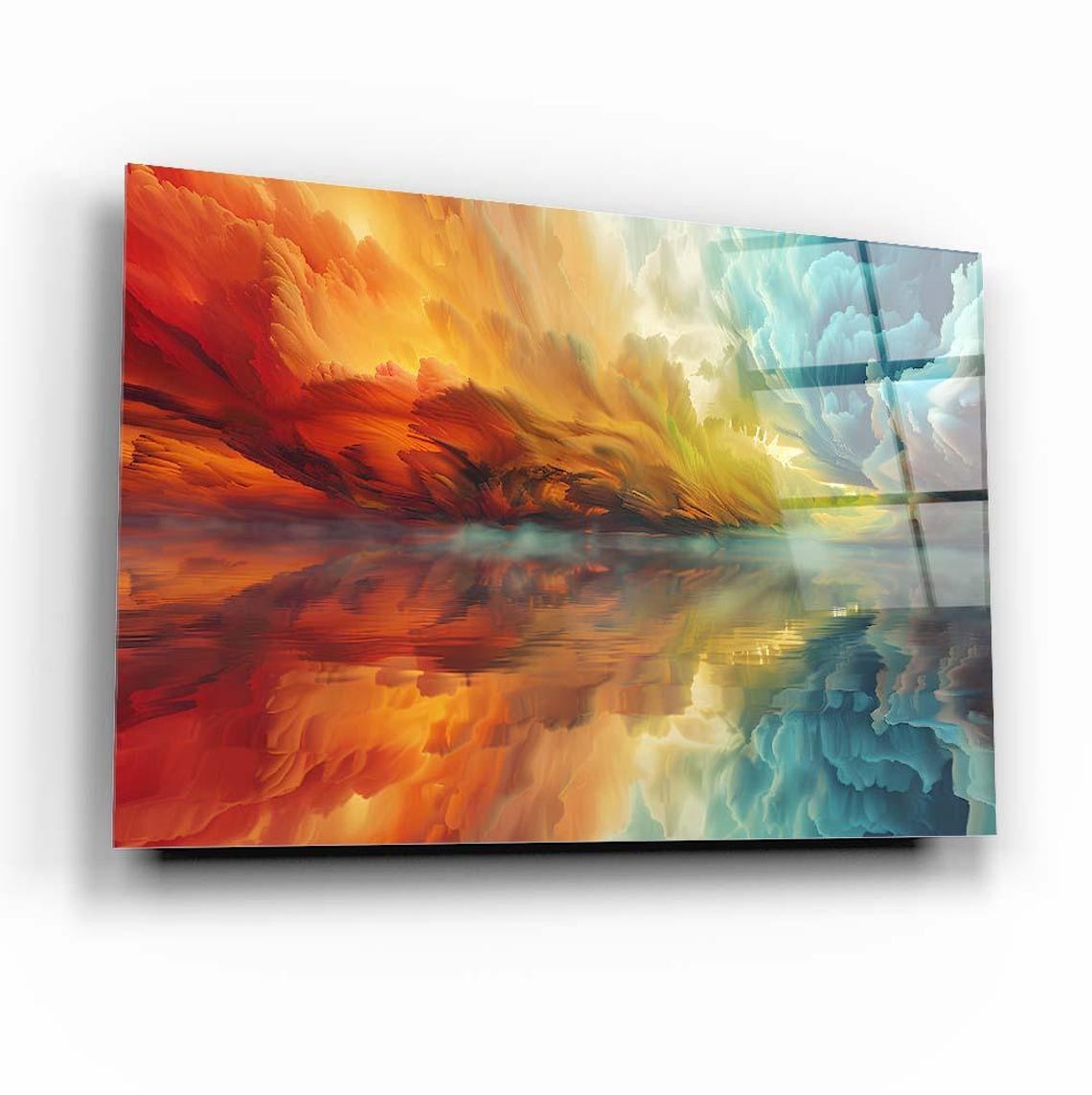 Abstract Sunset Reflection Wall Art Tempered Glass Print Vibrant Modern Wall Decor Elegant Glass Wall Art For Home And Office - Image 2