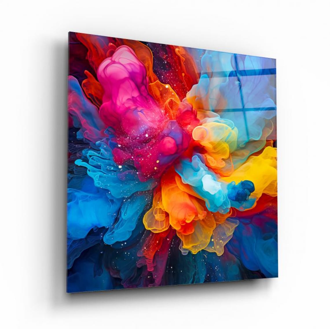 Vibrant Abstract Splash Wall Art Tempered Glass Print Modern Abstract Wall Decor Luxury Glass Wall Art For Home And Office - Image 2