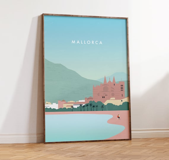 Mallorca Poster Minimalist Wall Art Palma Cathedral Print Travel Souvenir Spain Decor Gift For Island Lovers