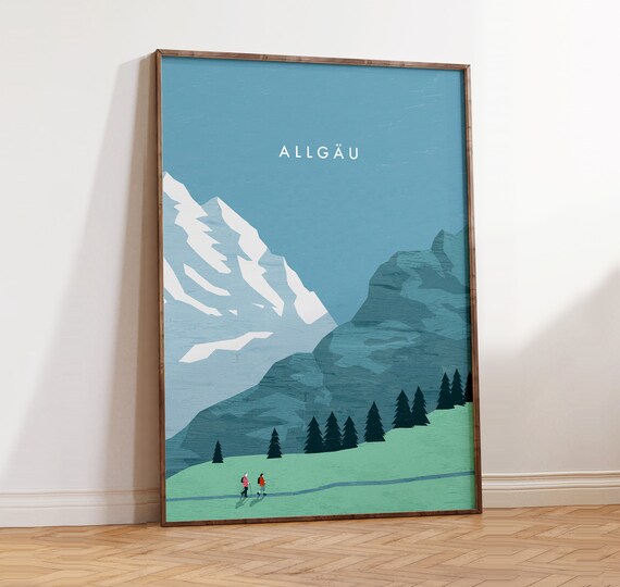 Allgu Mountain Landscape Travel Poster, Mountain View
