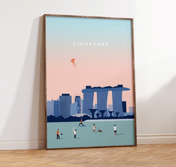 Singapore Skyline Minimalist Art Print, Marina Bay Sands