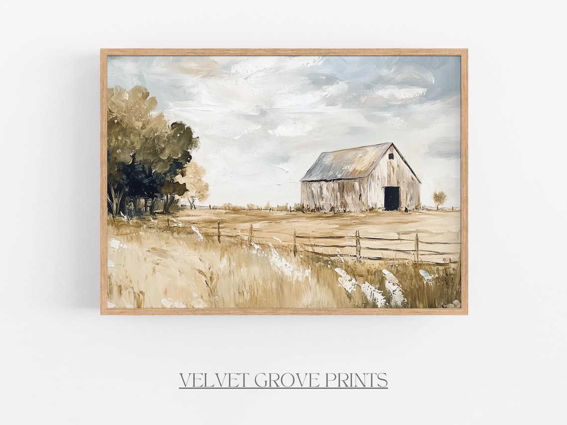 White Barn Rustic Farmhouse Art Print