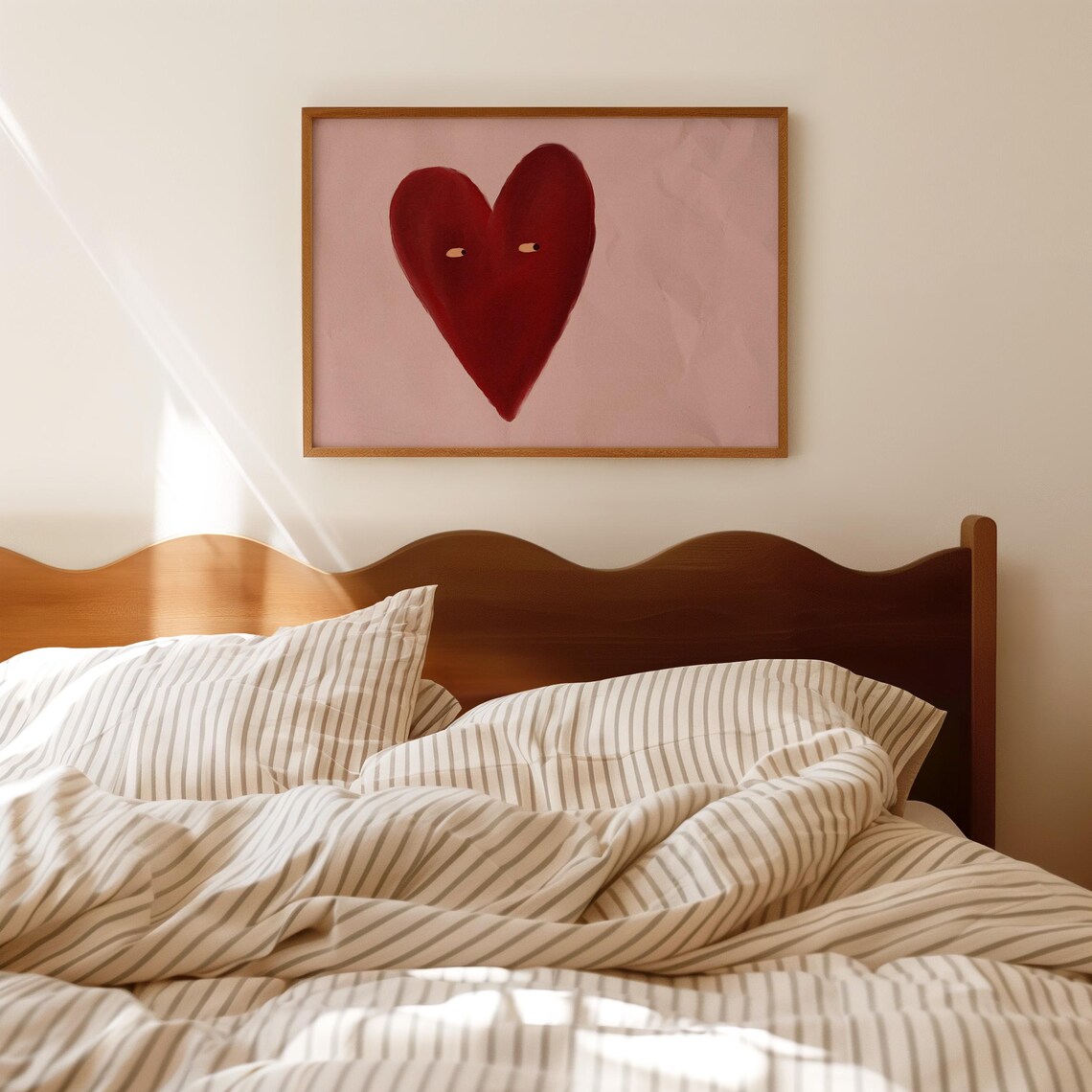 Love Heart With Eyes Vintage Style Art Print - Image 3